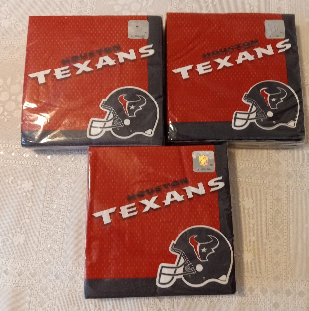 🆕 3 packs of Houston Texans Lunch Napkins 36ct